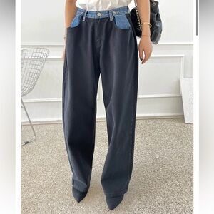 Stylish Black and Blue Women's Wide Leg Jeans